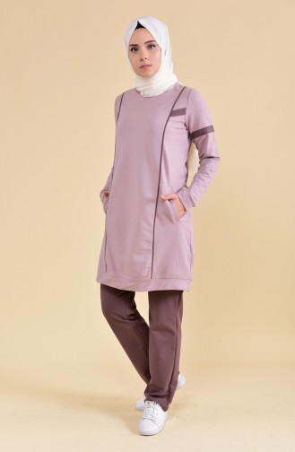 BWEST Striped Tracksuit 8374-08 light Lilac Brown 8374-08