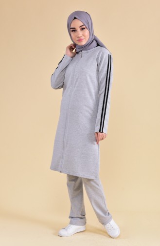 Zippered Tracksuit Suit 10100B-03 Gray 10100B-03