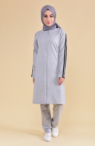 Zippered Tracksuit Suit 10100B-03 Gray 10100B-03