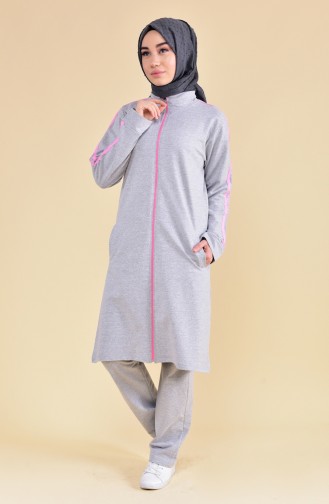 Zippered Tracksuit Suit 18068-03 Gray 18068-03