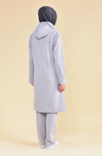 Hooded Tracksuit 18133-10 Gray Emerald Green 18133-10