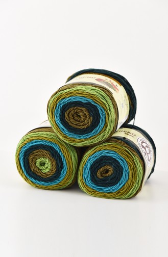 Ören Bayan Trend Cake Batik Fils a Tricoter 3025-630 Vert Bleu 3025-630