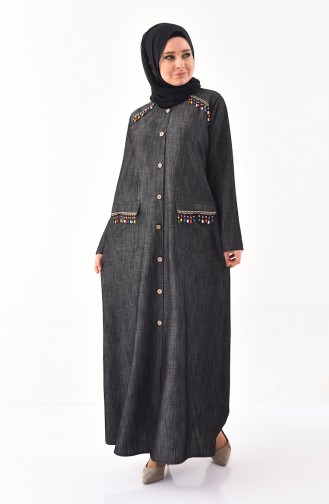 ميتيكس معطف جينز خفيف بتصميم أزرار و بمقاسات كبيرة 1146-01 لون أسود 1146-01