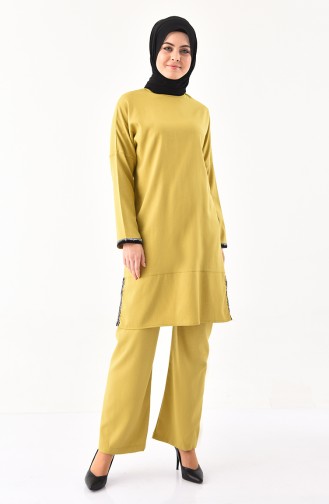 Sim Şeritli Tunik Pantolon İkili Takım 3301-02 Yağ Yeşili 3301-02