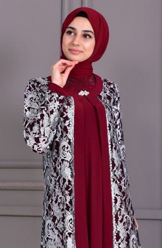 Claret red İslamitische Avondjurk 7000-01