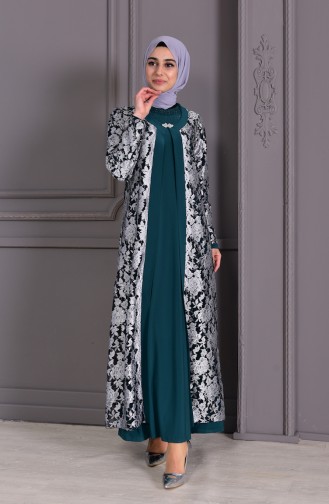 Smaragdgrün Hijab-Abendkleider 7000-02