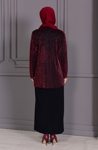 Weinrot Hijab-Abendkleider 7002-01