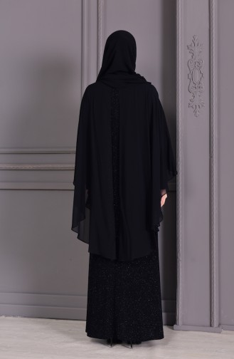 Robe de Soirée a Paillettes Grande Taille 1054-05 Noir 1054-05