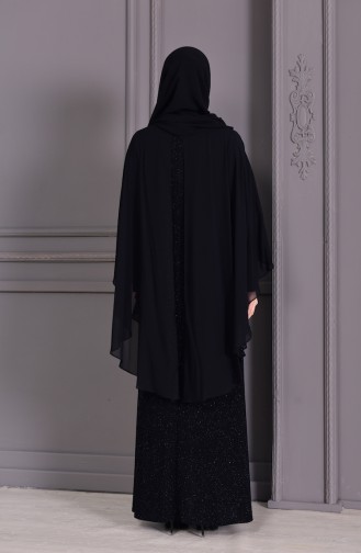 Grosse Grösse Silbriges Abendkleid 1054-05 Schwarz 1054-05