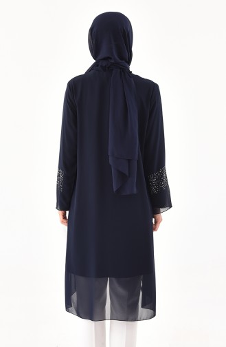 Dunkelblau Hijab-Abendkleider 1096-03