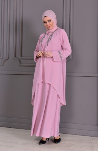 Robe de Soirée Grande Taille 1101-01 Poudre 1101-01