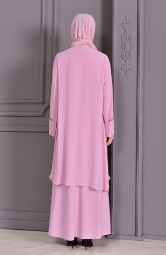 ميتيكس فستان سهرة بتصميم مُطبع بأحجار لامعة و بمقاسات كبيرة 1101-01 لون وردي 1101-01
