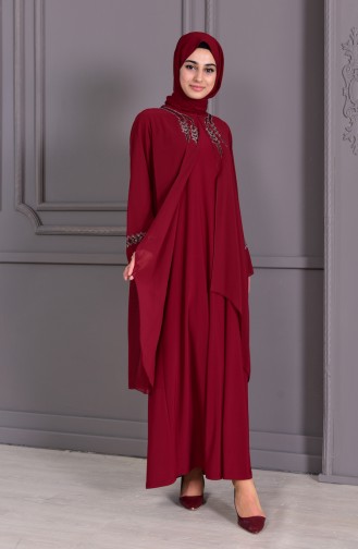 Robe de Soirée Grande Taille 1101-03 Bordeaux 1101-03