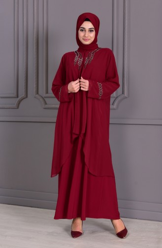 Robe de Soirée Grande Taille 1101-03 Bordeaux 1101-03