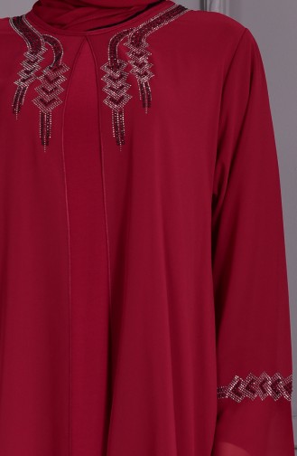 Robe de Soirée Grande Taille 1101-03 Bordeaux 1101-03