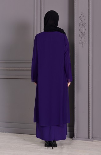 METEX Large Size Suit Looking Evening Dress 1104-01 Purple 1104-01