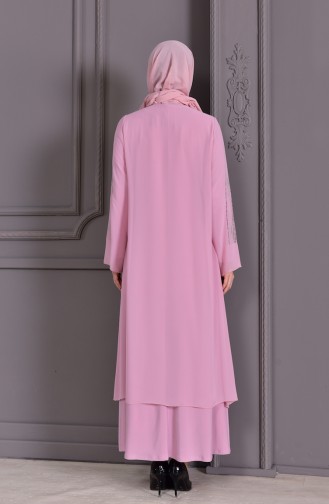 Powder Hijab Evening Dress 1104-05