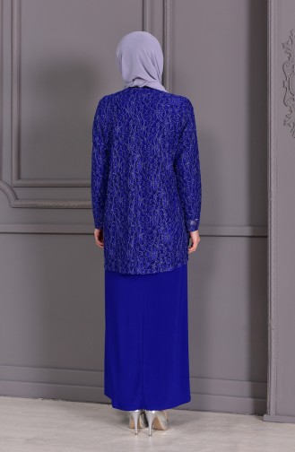 Robe de Soirée Grande Taille 1111-03 Bleu Roi 1111-03