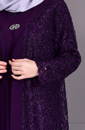 METEX Large Size Lace Evening Dress 1114-01 Purple 1114-01
