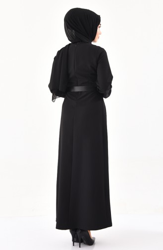 فستان بتصميم حزام للخصر 2051-05 لون أسود 2051-05