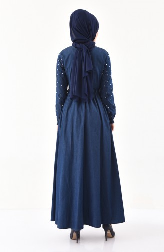 MISS VALLE Belted Jeans Dress 8993-01 Navy Blue 8993-01