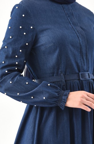 MISS VALLE Belted Jeans Dress 8993-01 Navy Blue 8993-01