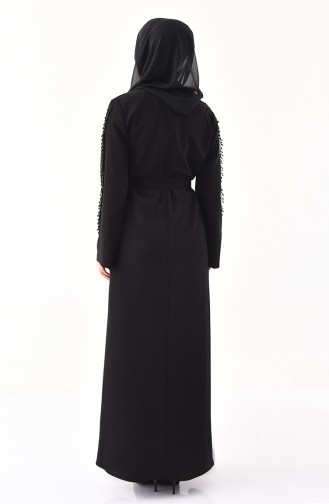 Sleeve Detail Belted Dress 1916-01 Black 1916-01