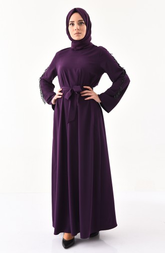 Sleeve Detail Belted Dress 1916-02 Purple 1916-02
