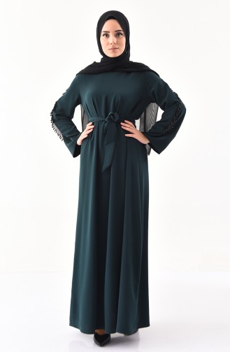Sleeve Detail Belted Dress 1916-04 Emerald Green 1916-04