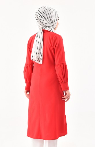 Kravat Yaka Tunik 3042-03 Kırmızı