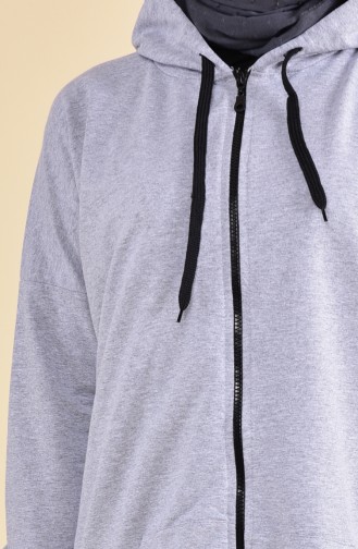 Zippered Hooded Sweatshirt 18111-03 Gray 18111-03