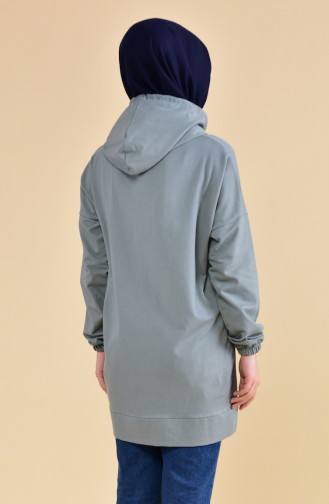 Zippered Hooded Sweatshirt 18111-10 dark Mint Green 18111-10