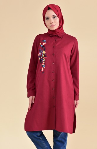 Minahill Embroidered Tunic 8222-03 Claret Red 8222-03