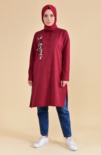 Minahill Embroidered Tunic 8222-03 Claret Red 8222-03