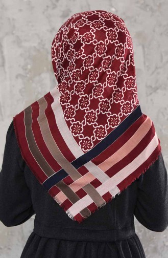 Striped Patterned Motif Cotton Scarf 2180-06 Claret Red 2180-06