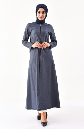 Abaya Jean a Fermeture 3049-01 Bleu Marine 3049-01