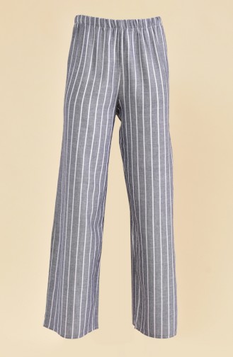 Linen Striped Plenty leg Pants 0268-04 Gray 0268-04