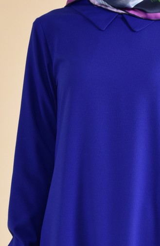 بيزلايف طقم بنطال و تونيك بتصميم ياقة قميص 9101-01 لون أزرق 9101-01