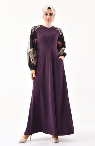 Embroidered Dress 2796-02 Purple 2796-02