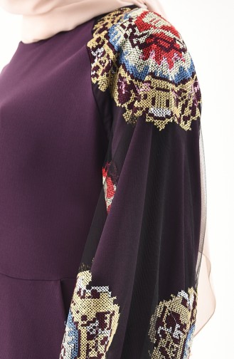 Embroidered Dress 2796-02 Purple 2796-02
