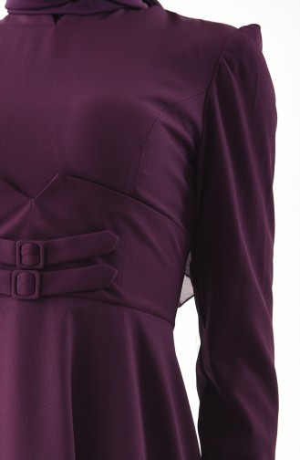 Belt Detailed Dress 1138-05 Purple 1138-05