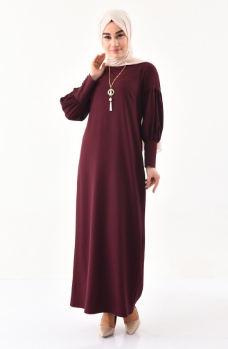 Dunkel Weinrot Hijab Kleider 1008-02