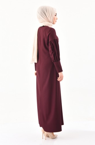 Dunkel Weinrot Hijab Kleider 1008-02