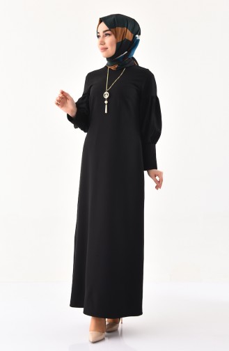 Kolyeli Elbise 1008-05 Siyah