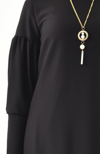 Kolyeli Elbise 1008-05 Siyah