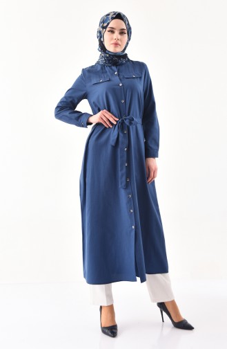 Belted Long Tunic 1282-01 Indigo 1282-01