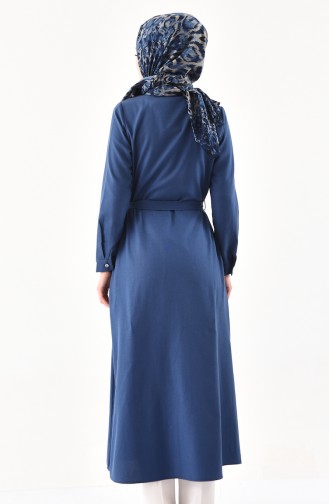 Belted Long Tunic 1282-01 Indigo 1282-01