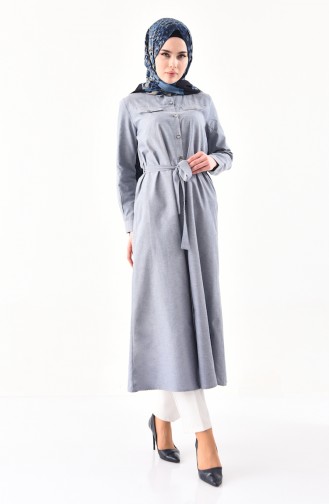 Belted Long Tunic 1282-03 Gray 1282-03