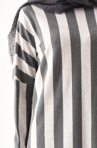 Striped Long Tunic 7791-01 Gray 7791-01