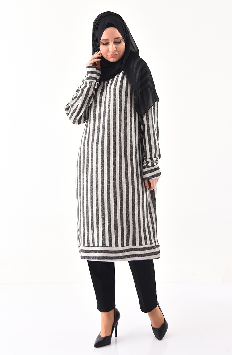 gray and white striped tunic